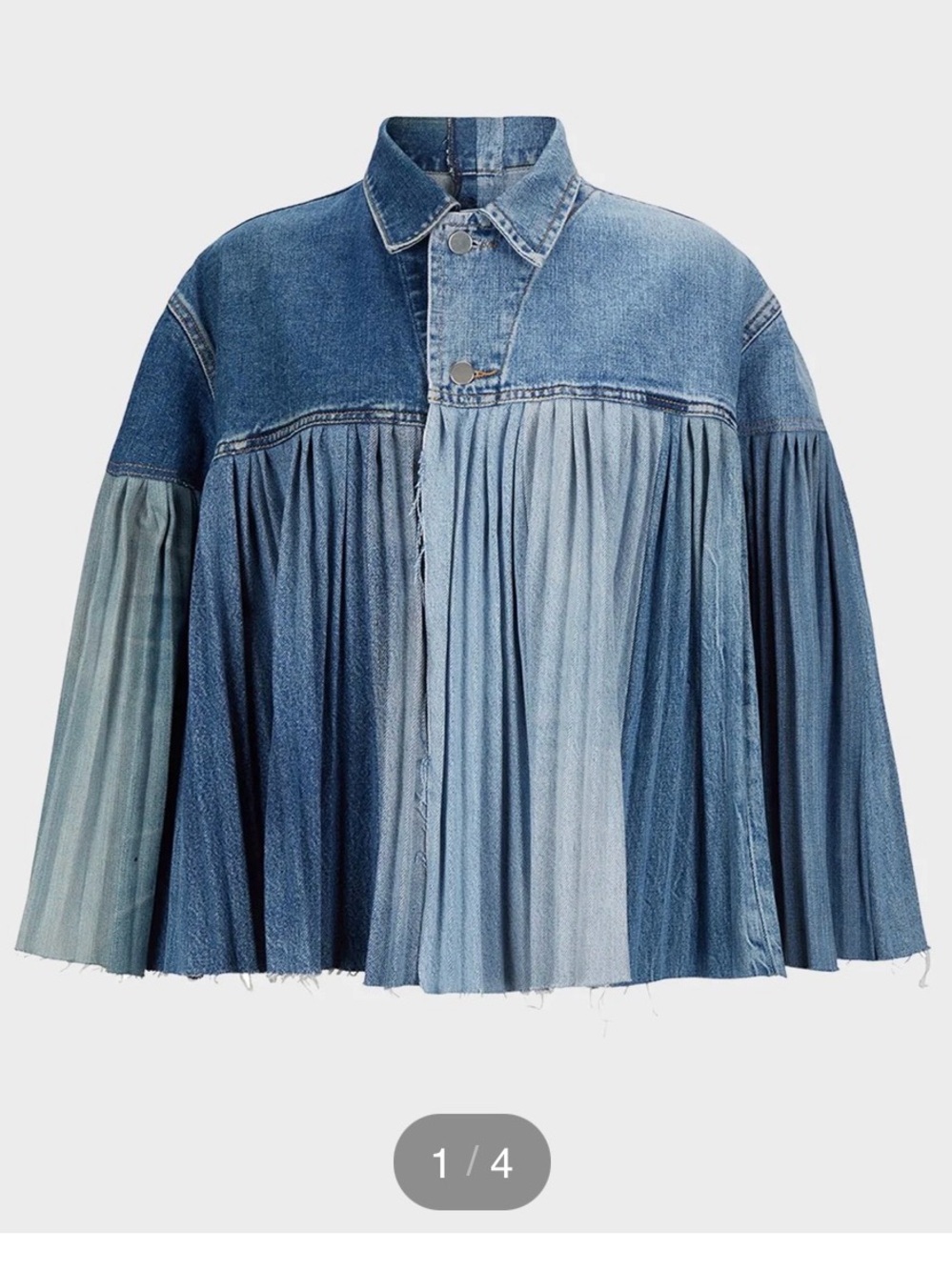 ELV Denim Pleated Denim Cape Jacket - Blue NWT